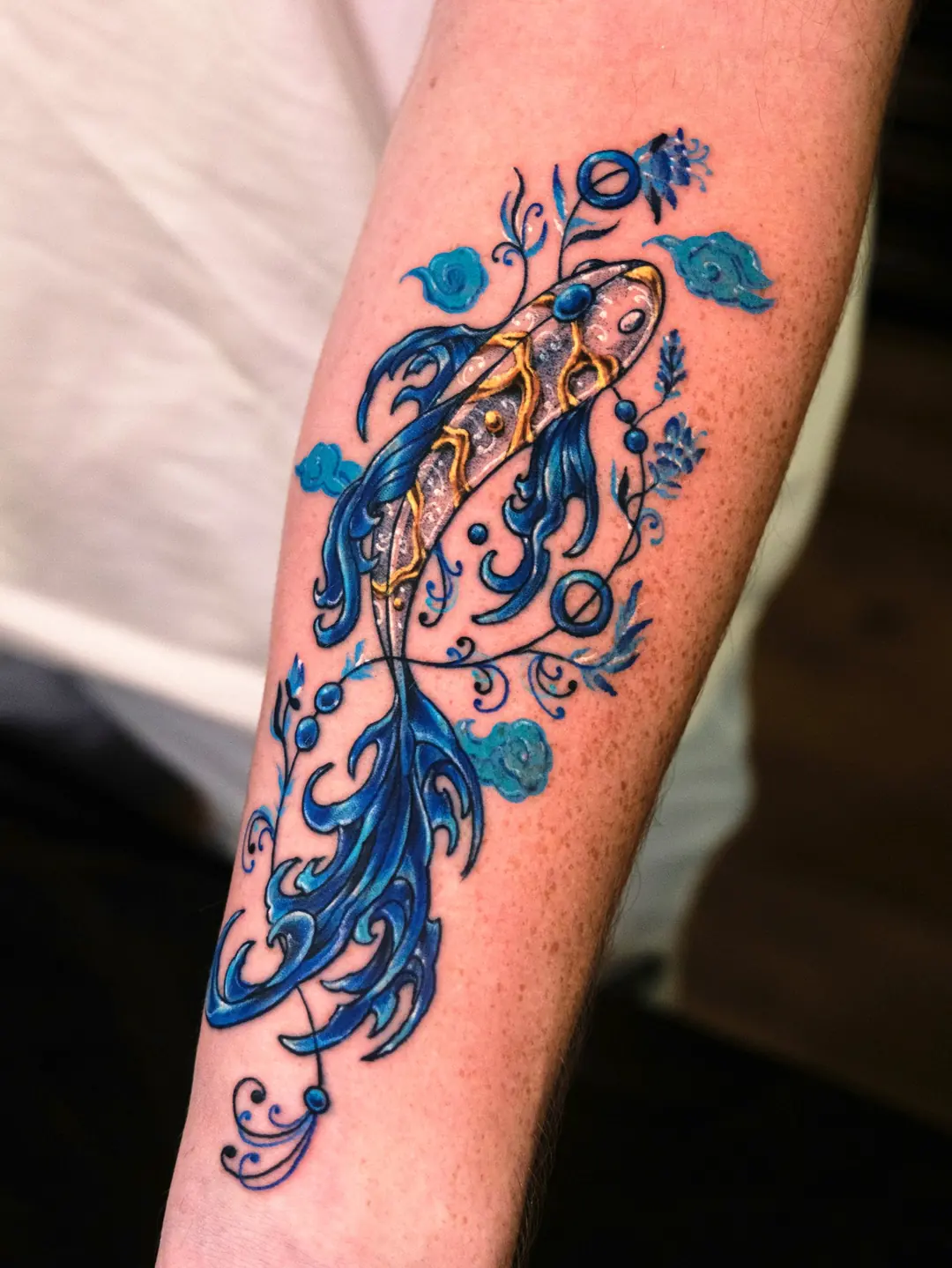 Koi & flowers, Forearm